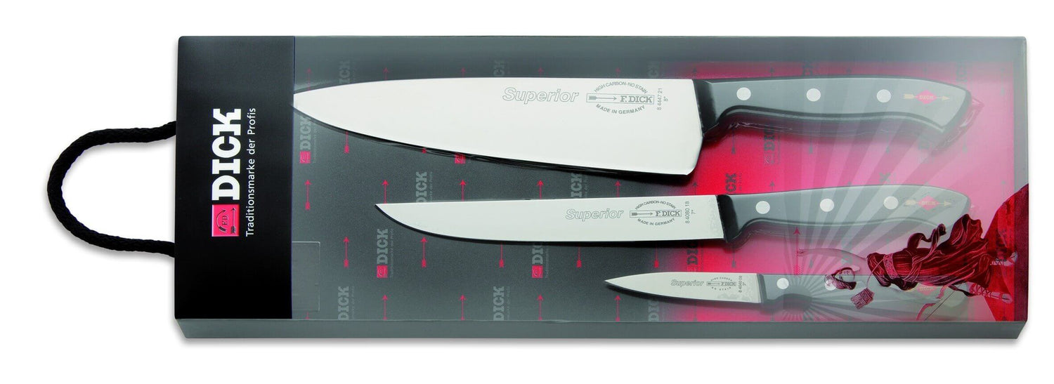 Coffret de 3 couteaux de cuisine pro DICK SUPERIOR chef+universel+office