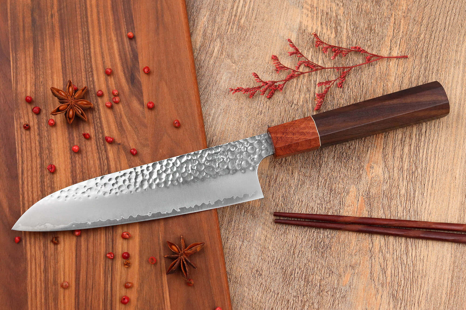 Couteau santoku 17cm japonais artisanal Yuzo Akira Tsuchime VG10