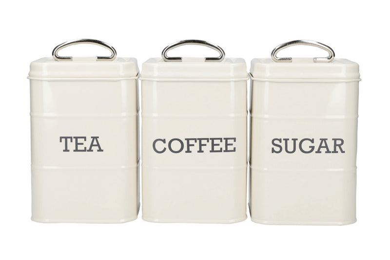 Set de 3 boîtes à thé / café / sucre KitchenCraft Living Nostalgia en acier crème