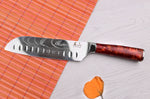 Couteau santoku alvéolé 17cm Kutoyama Red Flame