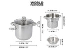 Marmite à pâtes italiennes KitchenCraft World of Flavours en acier inox 4L 4 pièces