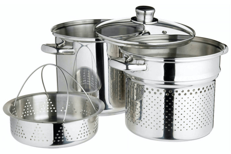 Marmite à pâtes italiennes KitchenCraft World of Flavours en acier inox 4L 4 pièces