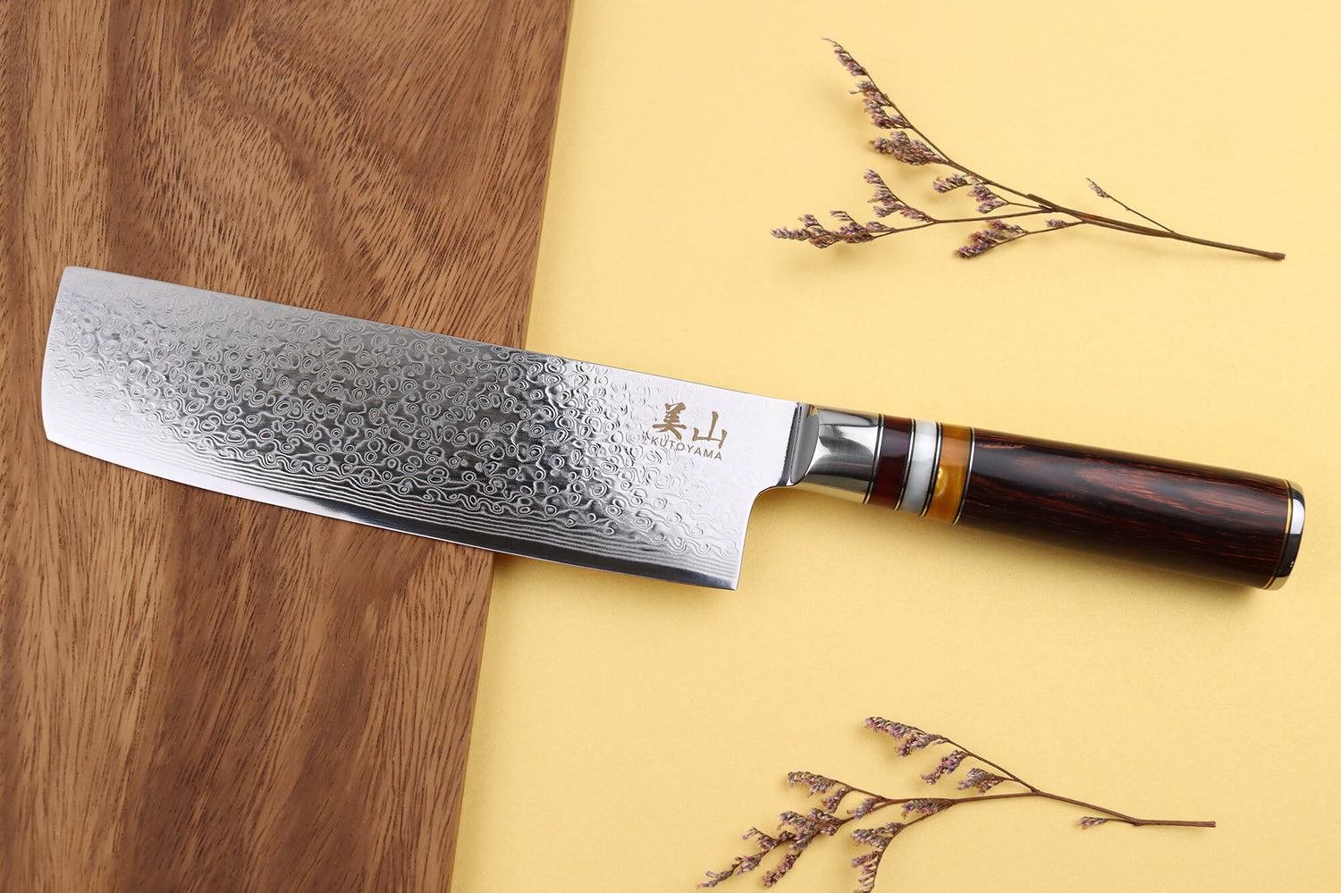Couteau nakiri 17cm Kutoyama damas pakka rainbow