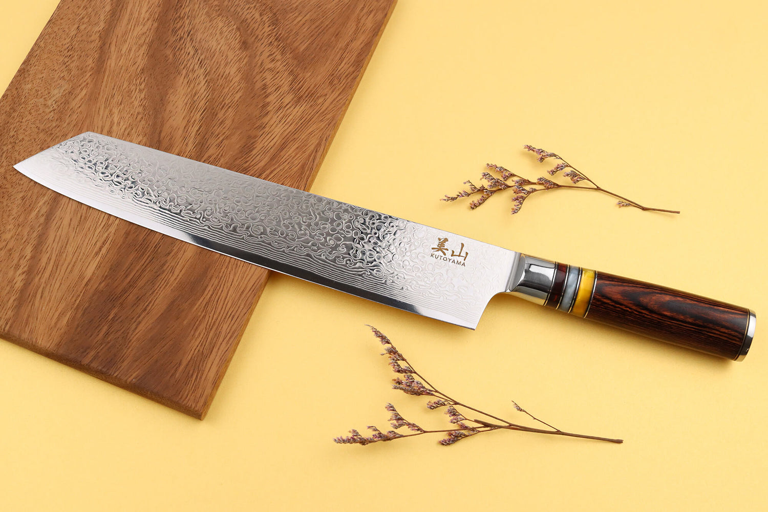 Couteau kiritsuke 24cm Kutoyama damas pakka rainbow