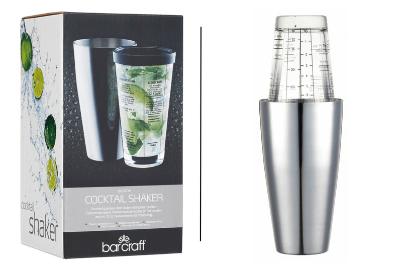 Shaker Boston à cocktail BarCraft en acier inox et verre gradué 400ml