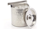 Petit seau à glace Barcraft en acier inox martelé avec couvercle 1,5L + pince à glaçon