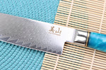 Couteau santoku 17cm Kutoyama damas Azur