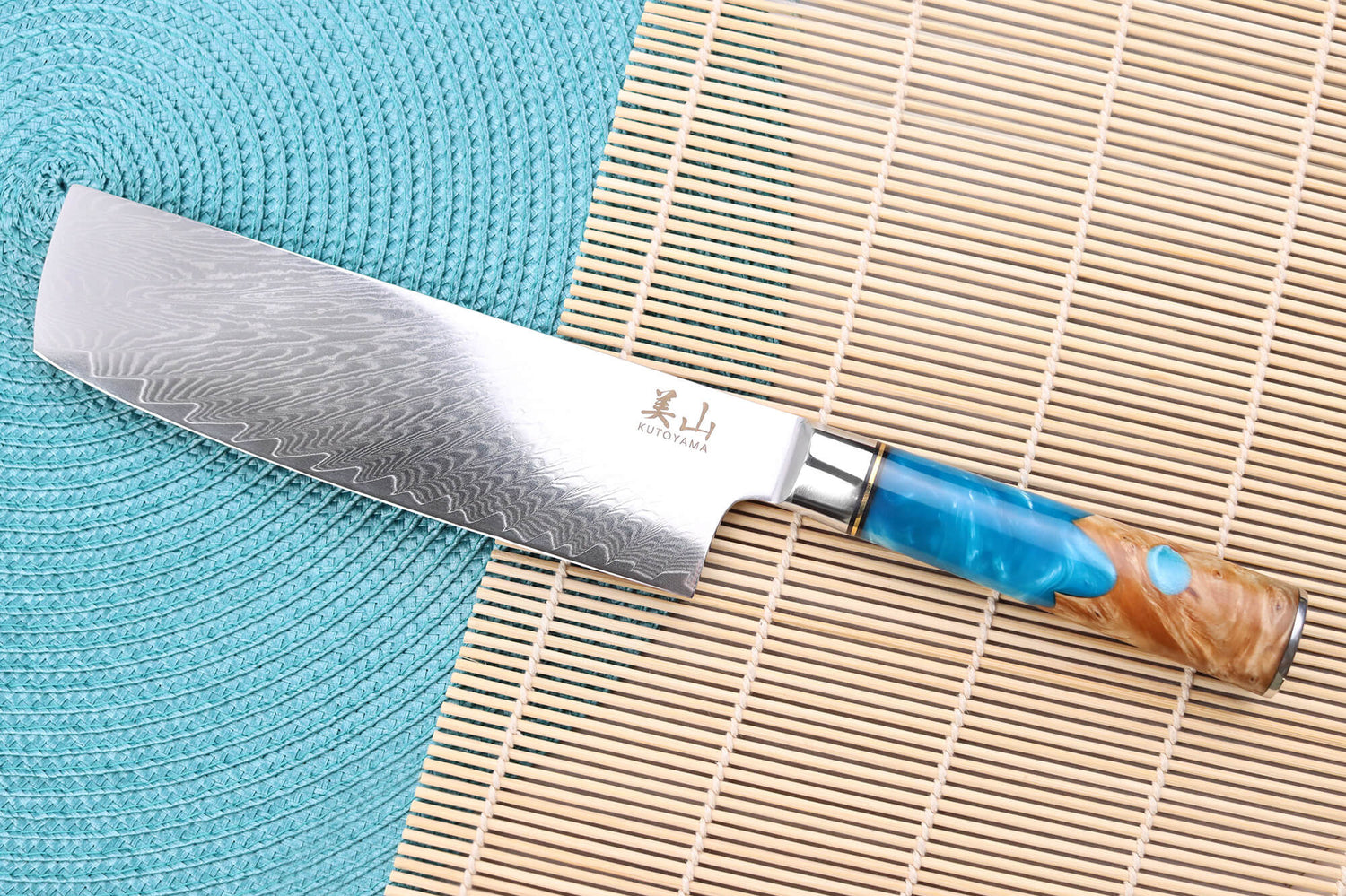Couteau nakiri 17cm Kutoyama damas Azur