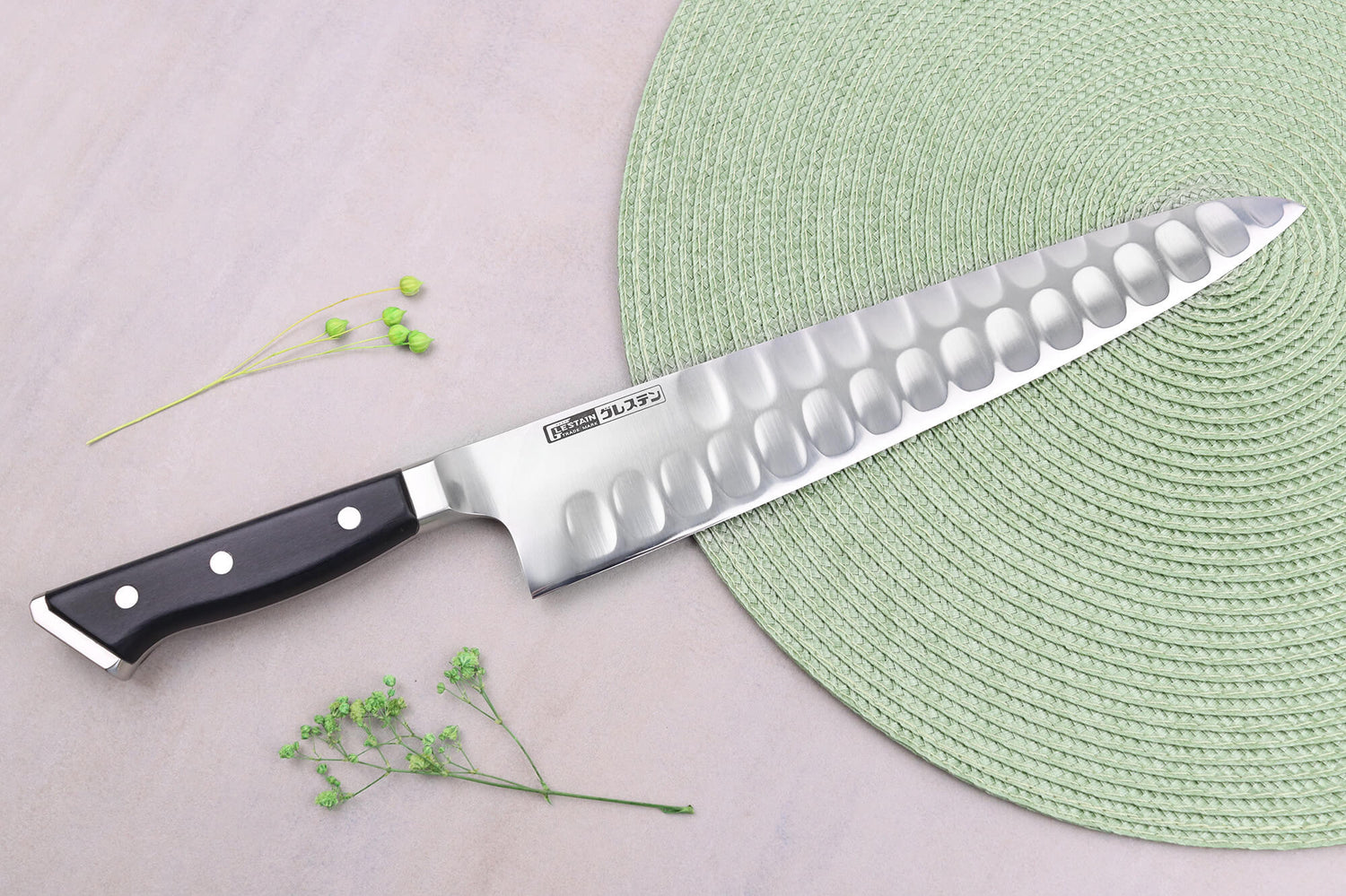 Couteau de chef alvéolé japonais Glestain K Series 27cm