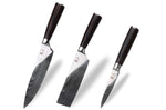 Set de 3 couteaux Kutoyama Pakka office + nakiri + chef