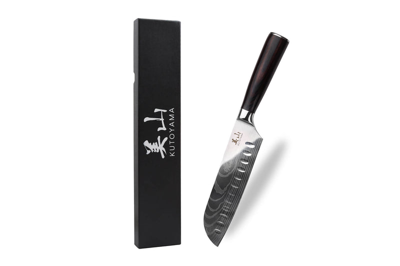 Couteau santoku 17cm alvéolé Kutoyama Black Pakka