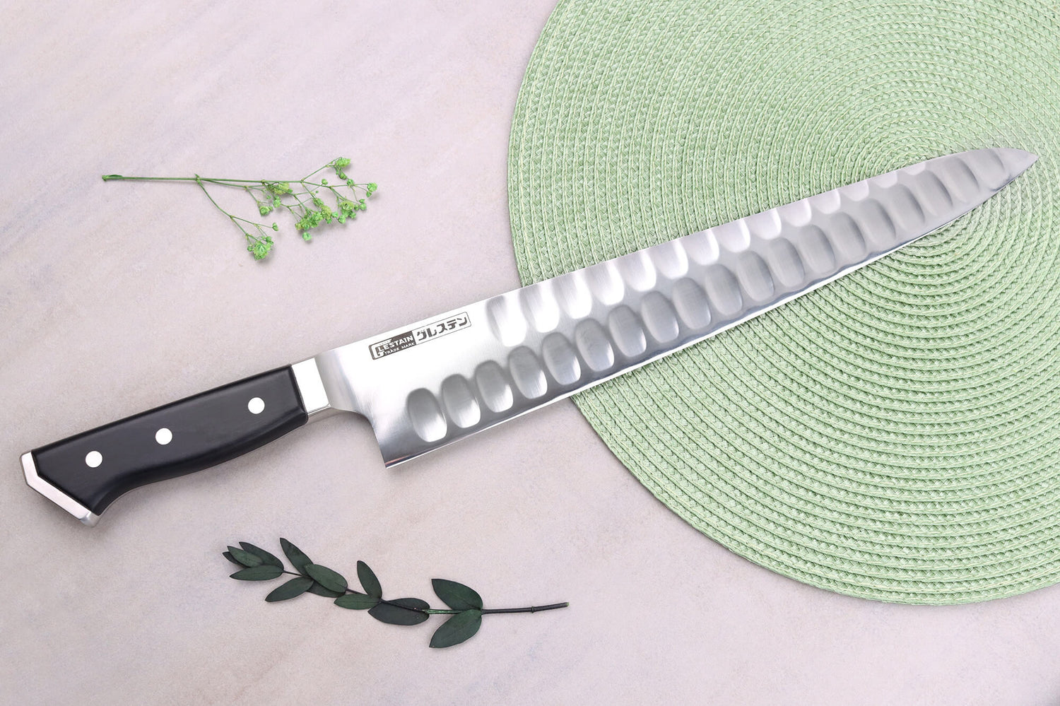 Couteau de chef alvéolé japonais Glestain K Series 33cm