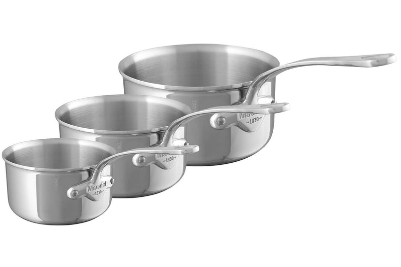 Set de 3 casseroles Mauviel M'Urban4 en fonte d'inox avec poignée fixe compatible induction