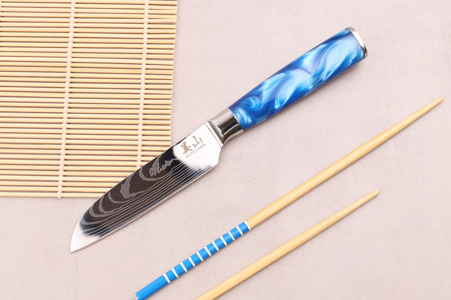 Couteau santoku 12cm Kutoyama Blue Wave