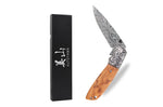 Couteau pliant 9,5cm Kutoyama effet plume manche olivier