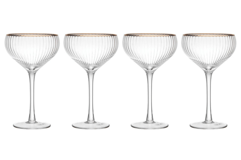 Set de 4 verres à coupe Mikasa Sorrento en cristal pur avec bord doré 350ml