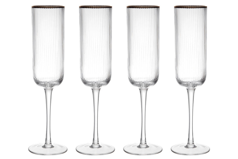 Set de 4 flûtes à champagne Mikasa Sorrento en cristal motif côtelé 200ml