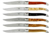 Coffret de 6 couteaux de table Forge de Laguiole 2 mitres en inox panache de bois