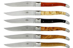 Coffret de 6 couteaux de table Forge de Laguiole 2 mitres en inox panache de bois