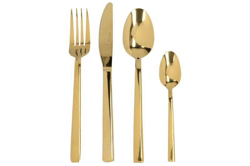 Ménagère 16 couverts Mikasa Ciara Diseno en acier inox doré