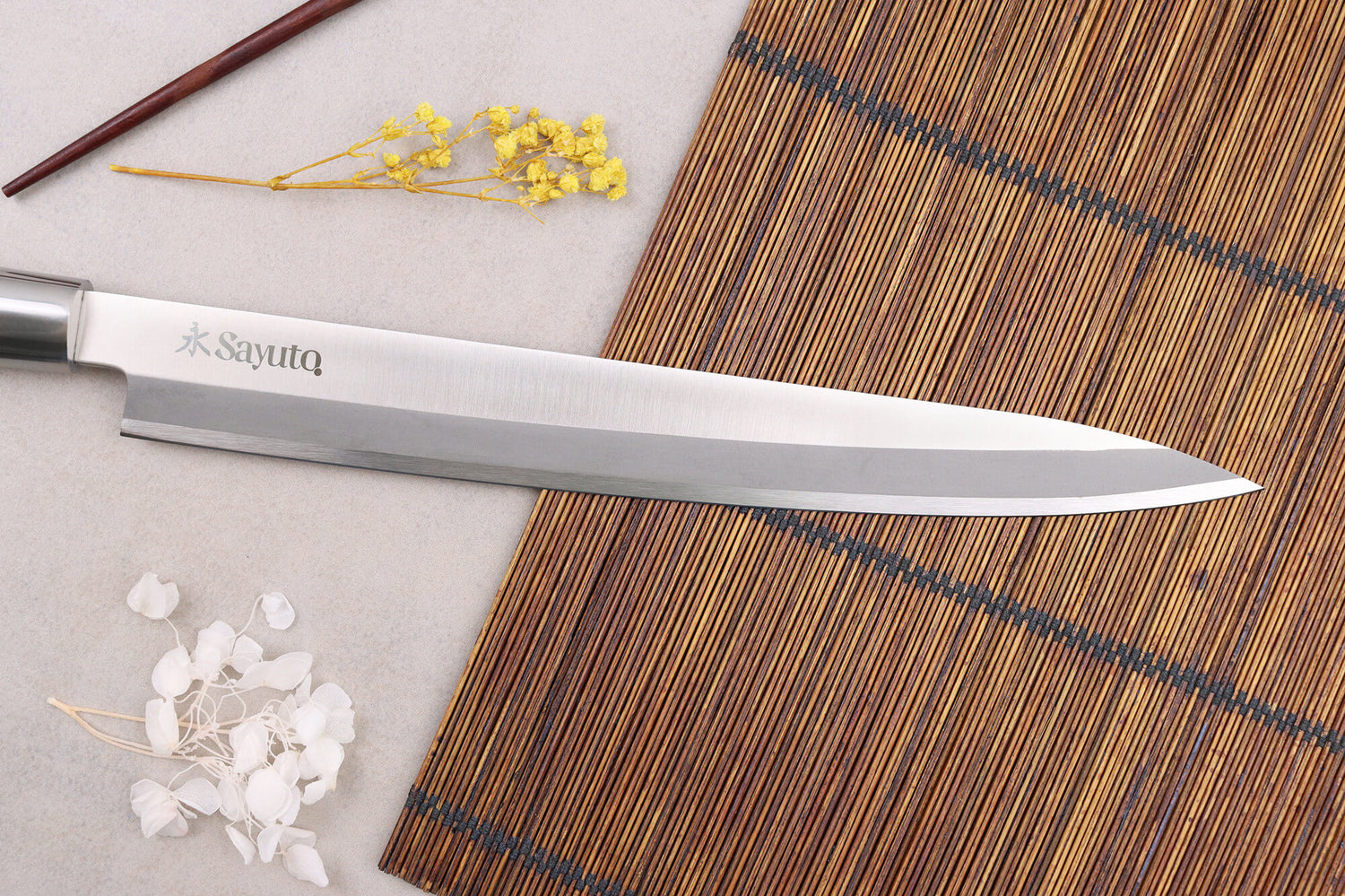 Couteau yanagiba 27cm Sayuto Ebène 7Cr manche en ébène