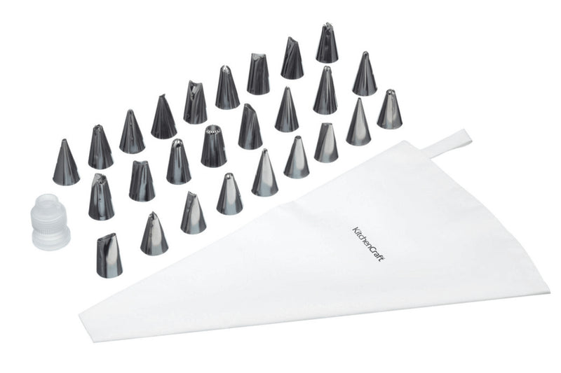 Set pâtissier Kitchencraft avec 26 douilles en acier inoxydable + poche à douille + adaptateur
