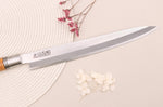 Couteau yanagiba 27cm Wusaki Olive 7Cr manche en olivier + saya