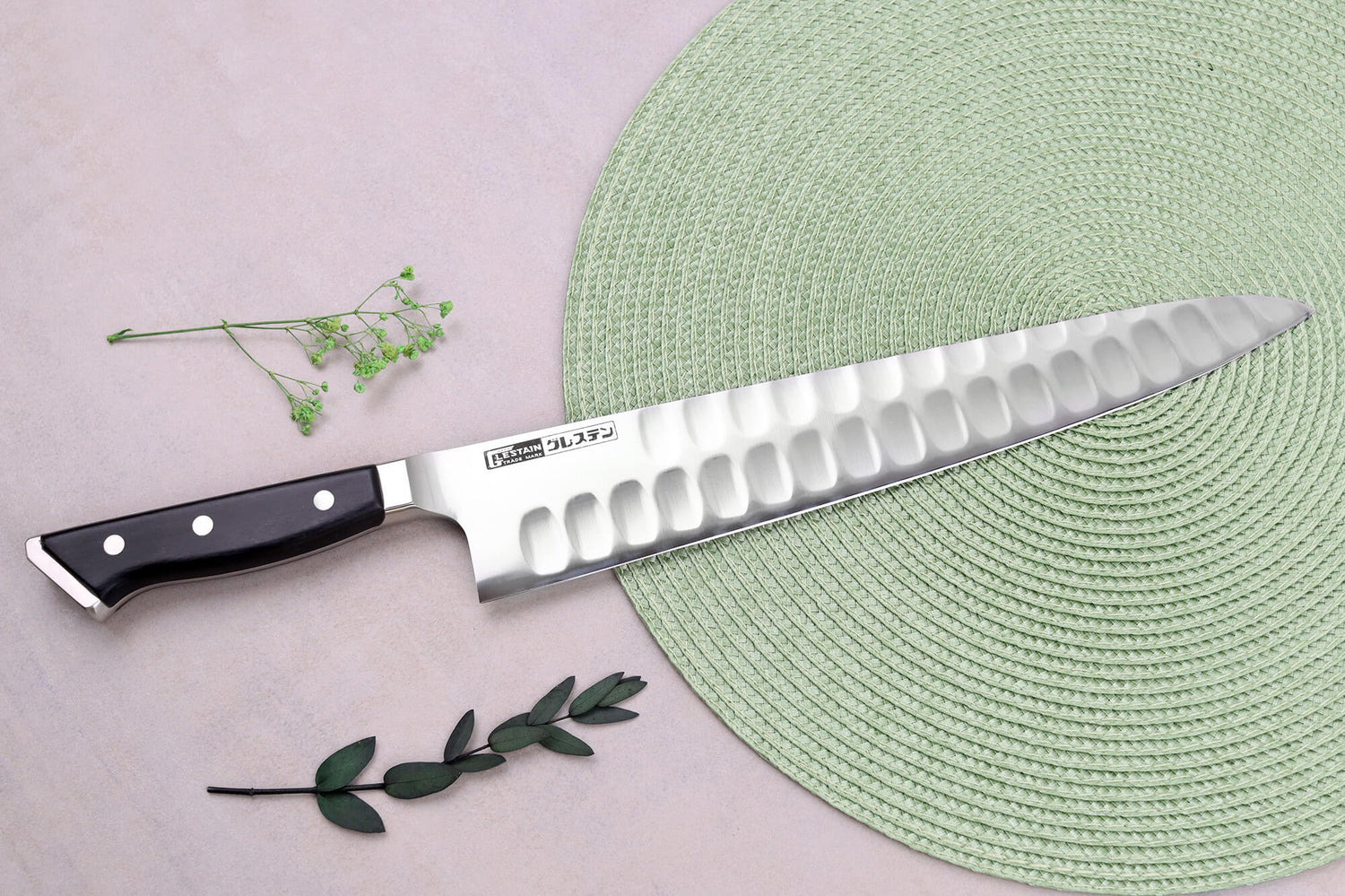 Couteau de chef alvéolé japonais Glestain K Series 30cm