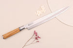Couteau yanagiba 30cm Wusaki Olive 7Cr manche en olivier + saya