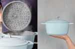 Cocotte MasterClass compatible induction en fonte d'aluminium bleu pastel 4L