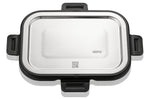 Boîte de conservation rectangulaire au frais Gefu Milo en verre borosilicaté et acier inox 600ml