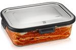 Boîte de conservation rectangulaire au frais Gefu Milo en verre borosilicaté et acier inox 1500ml