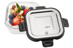 Boîte de conservation carrée au frais Gefu Milo en verre borosilicaté et acier inox 300ml