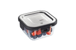 Boîte de conservation carrée au frais Gefu Milo en verre borosilicaté et acier inox 300ml