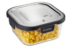 Boîte de conservation carrée au frais Gefu Milo en verre borosilicaté et acier inox 800ml