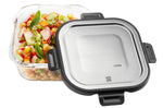 Boîte de conservation carrée au frais Gefu Milo en verre borosilicaté et acier inox 800ml