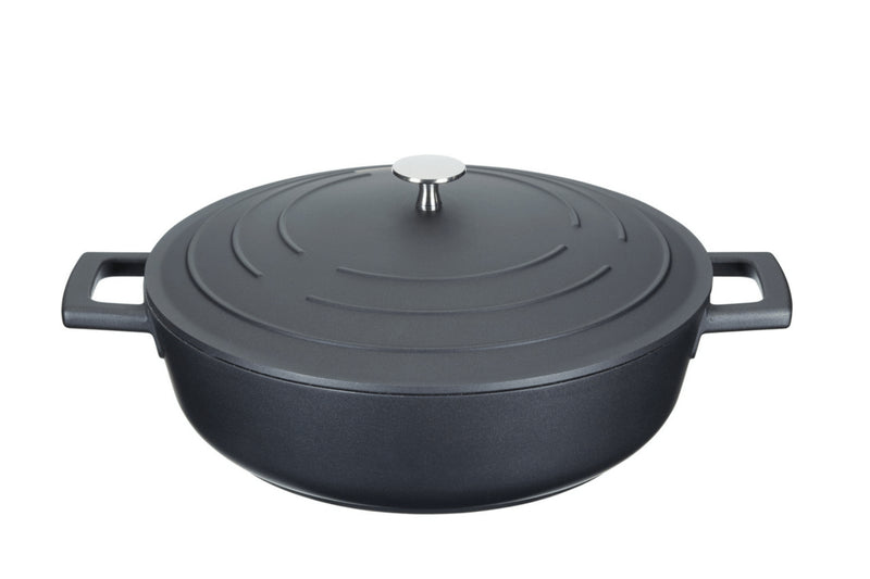 Sauteuse ronde MasterClass compatible induction en fonte d'aluminium noir 4L
