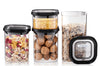 Set de 4 boîtes de conservation Gefu Pantry en verre borosilicate + 12 étiquettes autocollantes