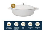 Sauteuse ronde MasterClass compatible induction en fonte d'aluminium 4L - Crème