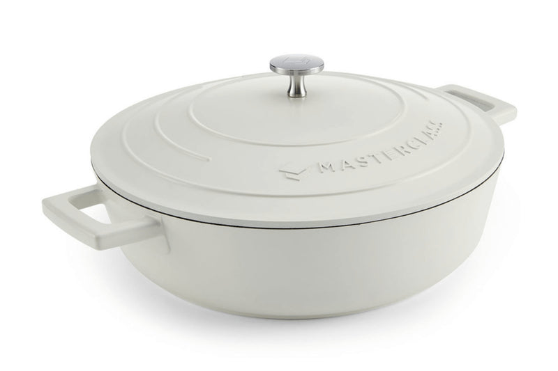 Sauteuse ronde MasterClass compatible induction en fonte d'aluminium 4L - Crème