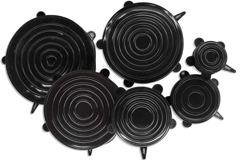 Set de 6 couvercles ronds Gefu Flexifresh en silicone noir