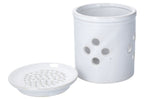 Boîte de conservation d'ails KitchenCraft Idilica en grès crème + couvercle à râpe intégrée