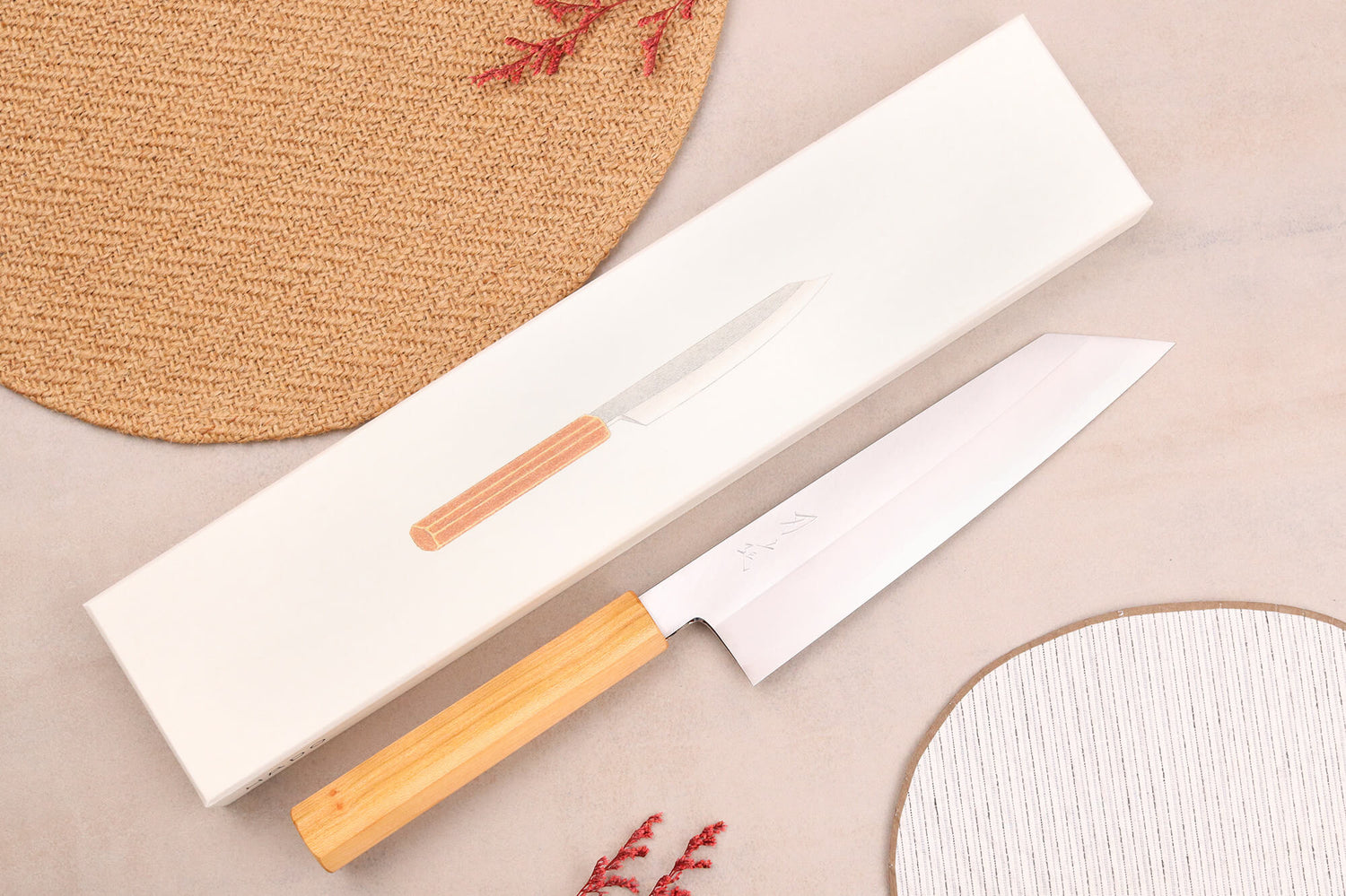Couteau de chef 21cm japonais artisanal Hado Ginsan Cherry