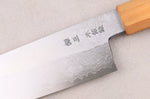 Couteau santoku 18cm japonais artisanal Hado Ginsan Cherry damassé