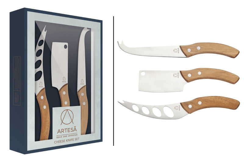 Set de 3 couteaux à fromage Artesà manches en bois