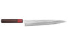 Couteau sujihiki japonais artisanal Yoshimi Kato Minamo SG2 Tsuchime 27cm