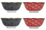 Set de 4 bols KitchenCraft en céramique Red And Black design diamètre 15cm