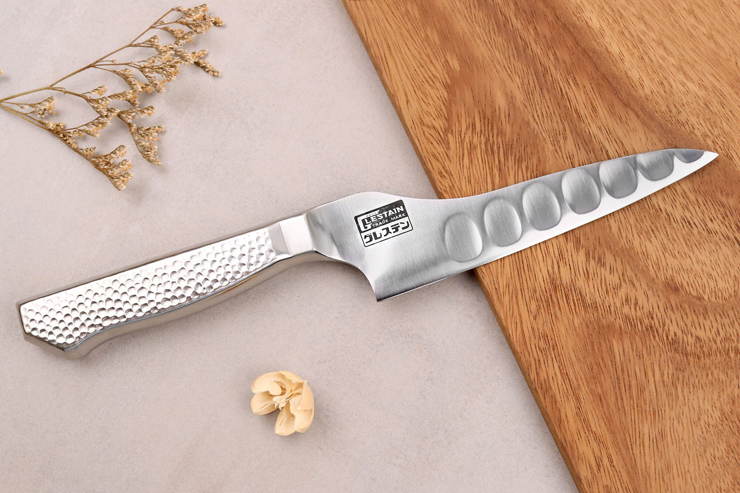 Couteau universel alvéolé dos courbé japonais Glestain Home Series 14cm