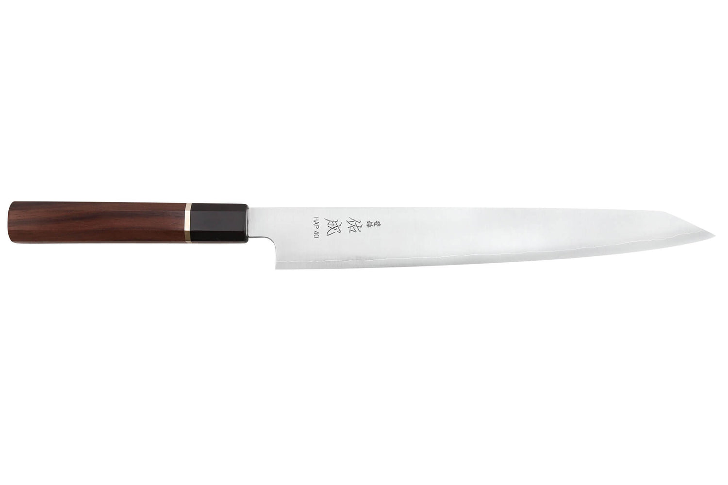 Couteau sujihiki kiritsuke 27cm japonais artisanal Sukenari HAP40 San Maï manche en bois de rose