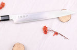 Couteau sujihiki kiritsuke 27cm japonais artisanal Sukenari HAP40 San Maï manche en bois de rose